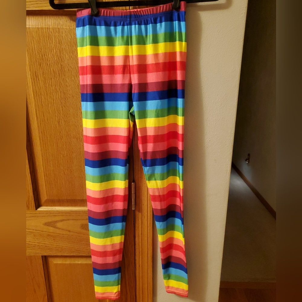 HDE Trendy Rainbow Striped Women's Size Small Halloween Costume Leggings